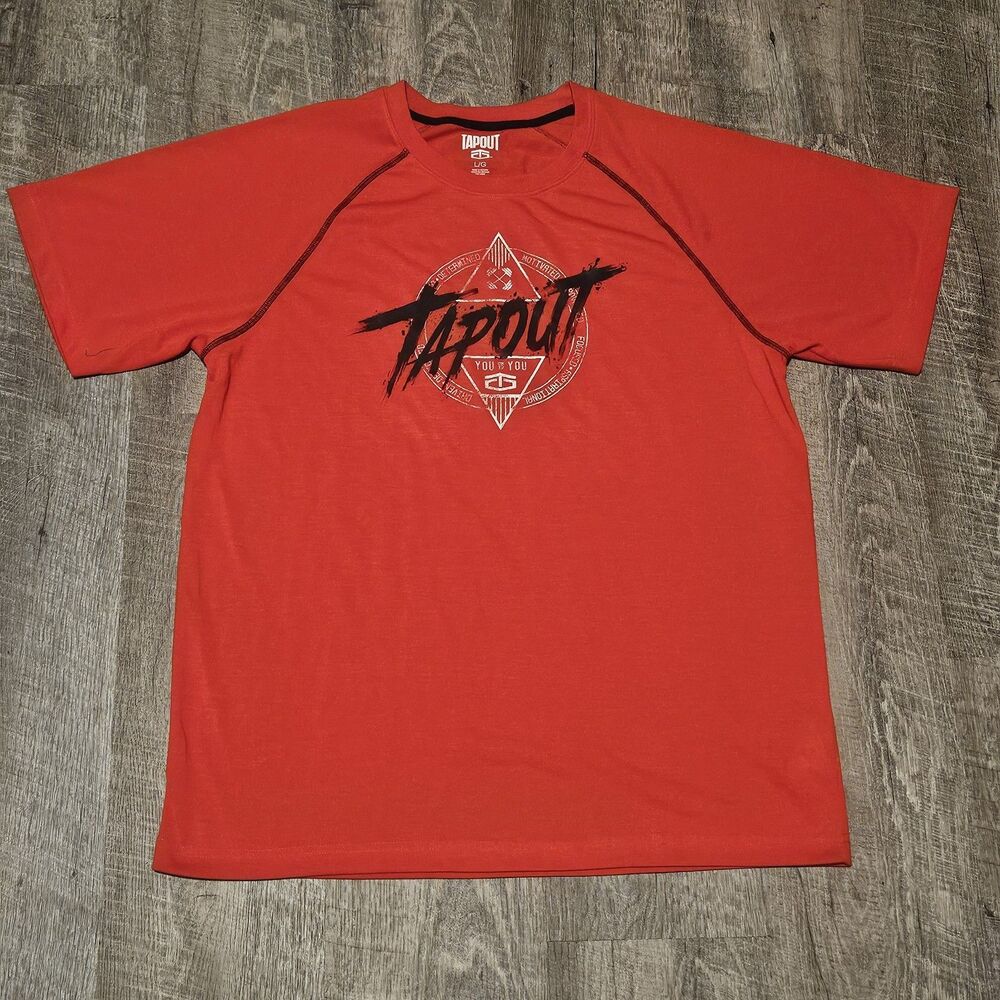 Tap Out Men's You vs You Motivational Short Sleeve Red Shirt Size Large Fighters
